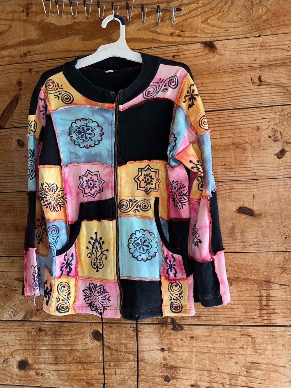 Topaz Patchwork Floral Zip-Up Lightweight Jacket
